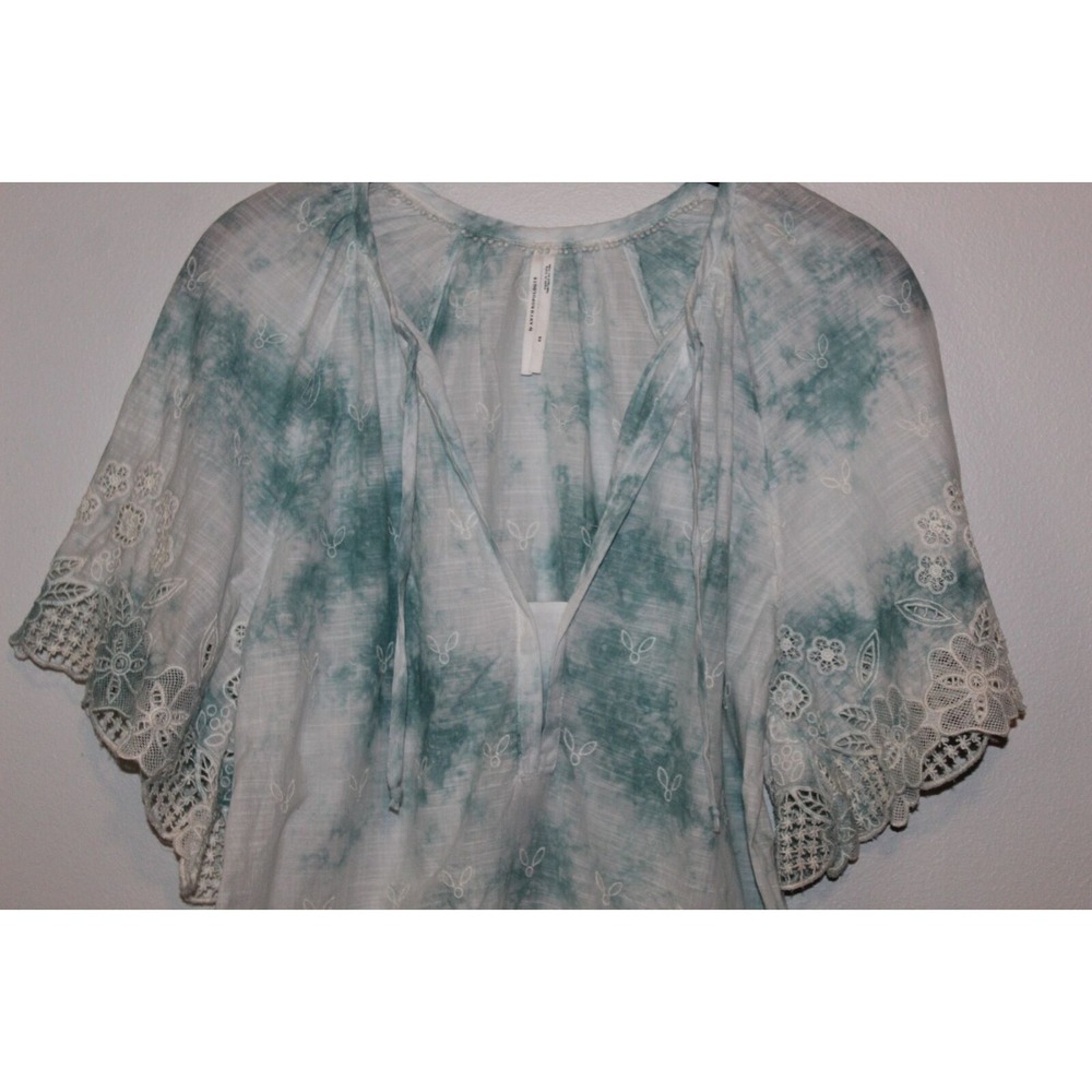 ✨2/$20 By Anthropologie Olivia Tye Dye Embroidered Crochet Lace Top XS Anthro - Picture 4 of 13